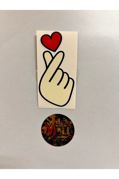 sticker علامة قلب كورية مقاس 3 × 8 سم مطلية بالفويل - للسيارة والدراجة الناري...