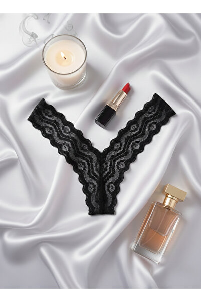 Estilo Lingerie Lace Detailed Women's Thong Panties Christmas Gift Panties