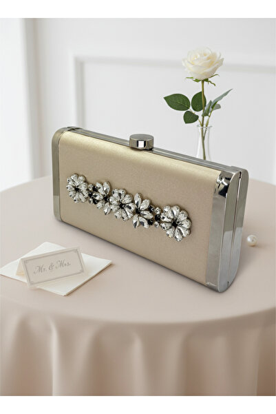 Wedding Fashion Ten Nude Complete Metal Frame and Crystal Embroidered Glittery Satin Evening Dress Bag Wedding Engagement Graduation