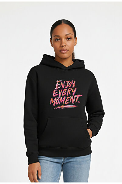 LORVEX Hanorac supradimensionat pentru femei tricou 100% bumbac ENJOY EVERY I...