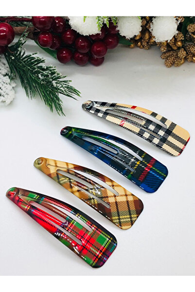 İnDerin Σετ πόρπες με καρό σχέδιο 4 τεμαχίων