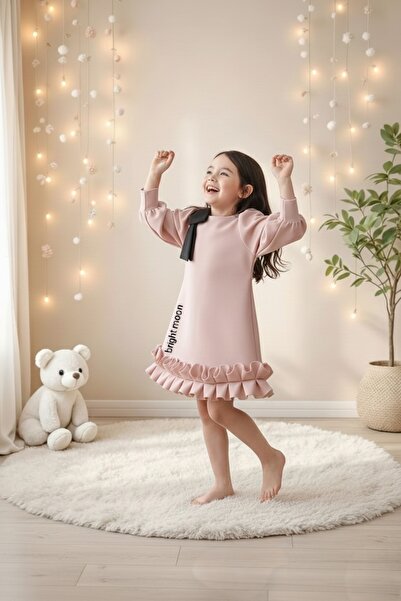 bright moon Girl's Skirt Ruffled Dress Balloon Sleeves