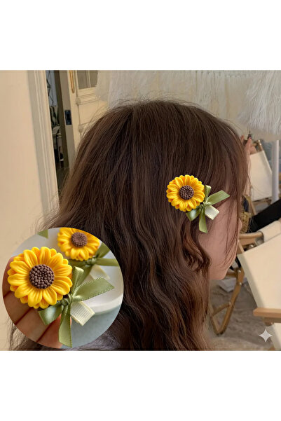 MutluBiDünya Ayçiçeği Fiyonklu Klips Toka