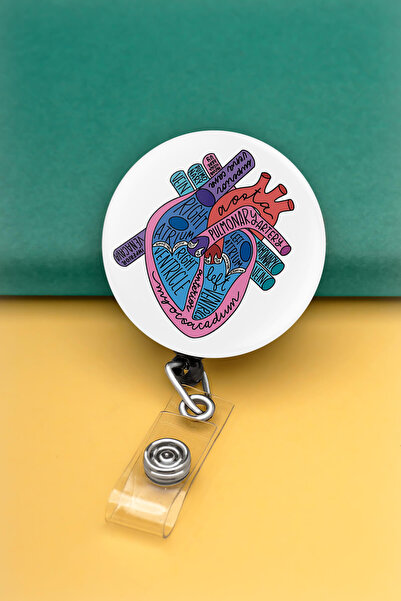 Apptakı Anatomik Kalp Metal Buton Yoyo Yaka Kartığı Kart Tutucu Yoyo Kartlık ...