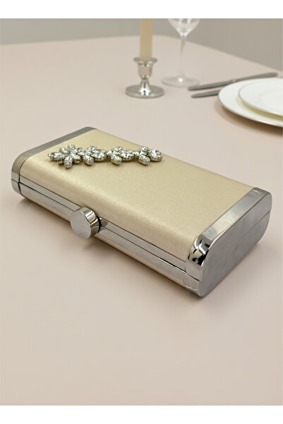 Wedding Fashion Ten Nude Complete Metal Frame and Crystal Embroidered Glittery Satin Evening Dress Bag Wedding Engagement Graduation