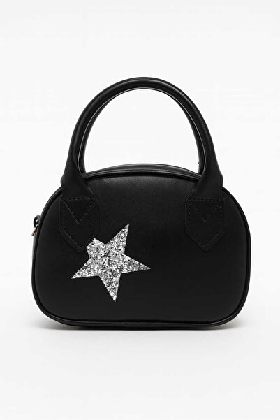lias desing Shiny Stone Black Star Women's Young Children's Mini Bag