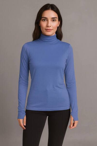 ALDAIYR Round Neck Women's Long Sleeve Stretch Fabric Bodysuit with Toes
