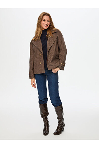 Faik Sönmez Diagonel Dokulu Yünlü Kısa Kaban W26KBN006