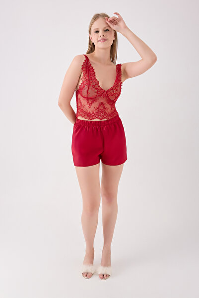 femmora SATEN DANTELLİ ŞORTLU BÜSTİYERLİ TAKIM