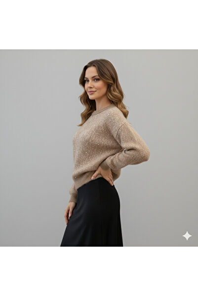 Blue Morpho Yumoş Stone Detailed Skirt Top Crop Sweater