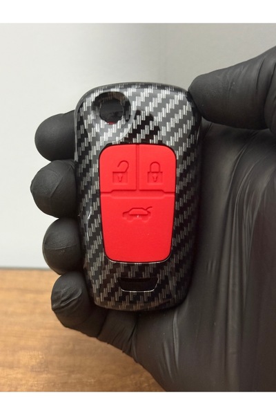 Luxe Aksesuarr غطاء حماية لمفتاح السيارة من ألياف الكربون مع أزرار لسيارات أو...