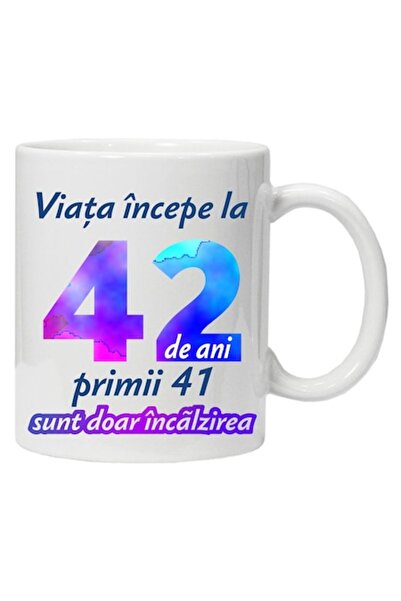 CRD PRINT Personalized Mug "Life Begins At", 42 Years, CRD PRINT, 330ml, White