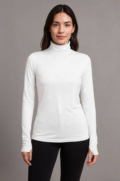 ALDAIYR Round Neck Women's Long Sleeve Stretch Fabric Bodysuit with Toes