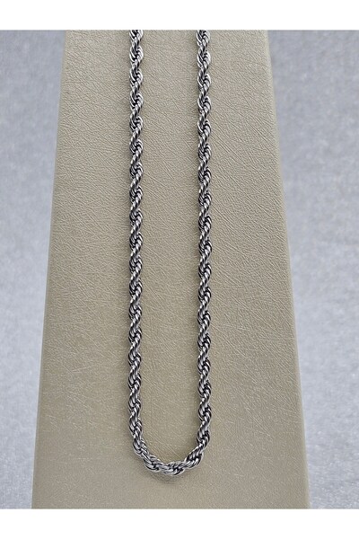 Mosso Steel Twisted Chain Silver Color Steel Necklace Standard Size
