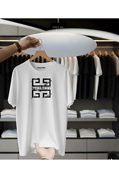 İnazuma Outdoors تي شيرت أبيض للجنسين قصة فضفاضة مطبوع من القطن برقبة دائرية ...