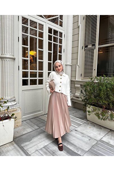 Blue Morpho εφέ δέρματος Μακριά πλισέ φούστα με ελαστική μέση χωρίς επένδυση