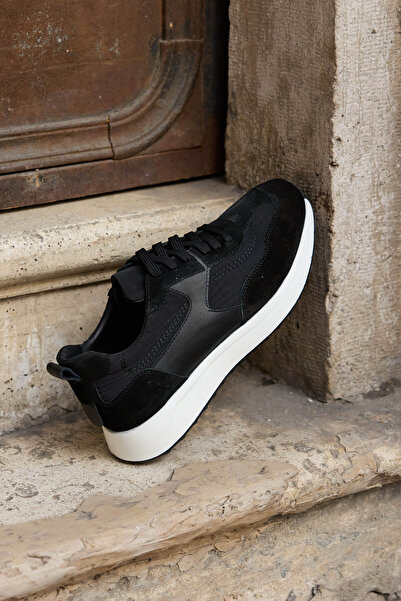 Vantaggio Zorro Black 100% Genuine Leather Men's Sneaker Shoes