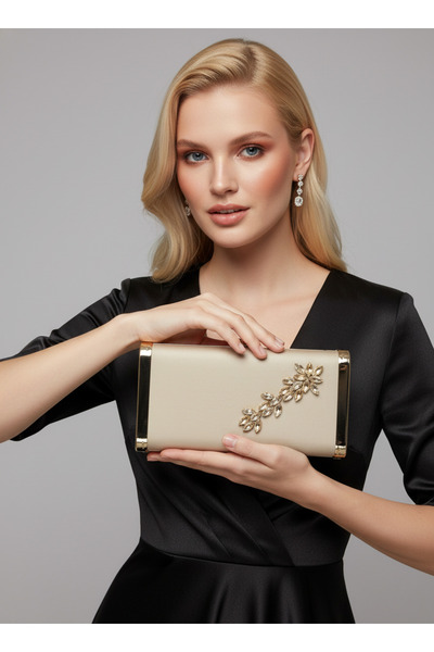 Wedding Fashion Ten Gold Complete Metal Frame and Crystal Embroidered Glittery Satin Evening Dress Bag Wedding Engagement Graduation