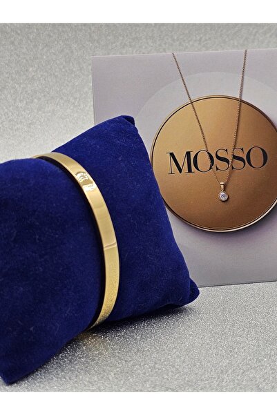 Mosso Steel Thick Flat Handcuff Model Gold Color Steel Bracelet