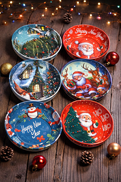 CHANCE GİFT Christmas Themed Snack Bowl Metal Christmas Decorative Bowl Anti-Scratch Anti-Tarnish Large Size |   Random Shipping