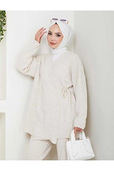 Blue Morpho Side Tie Double-Breasted Collar Women's Two-Piece Knitwear Set