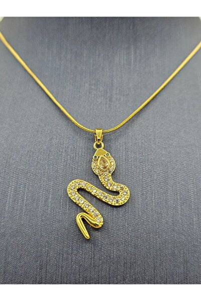 Mosso Steel Snake Model Gold Color Zircon Stone Steel Necklace