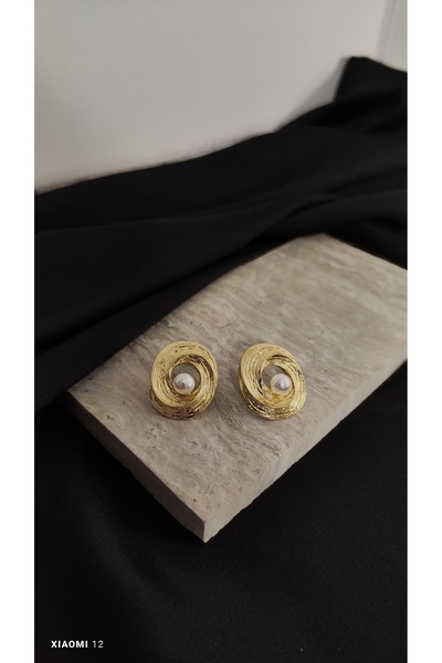 Desire Gold Yuvarlak İnci Detaylı Küpe