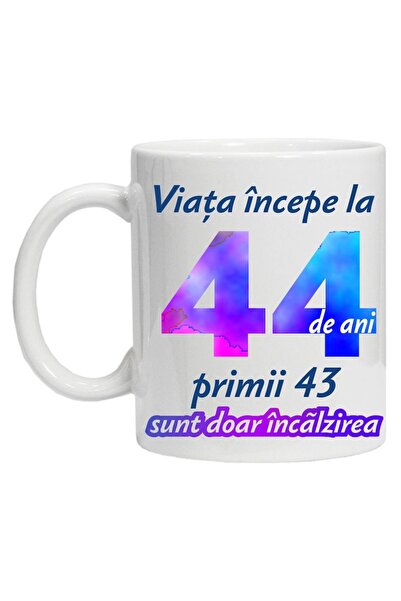CRD PRINT Personalized mug 'Life begins at', 44 years, CRD PRINT, 330ml, white