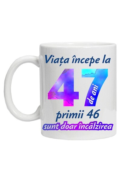 CRD PRINT Personalized mug 'Life begins at', 47 years, CRD PRINT, 330ml, white