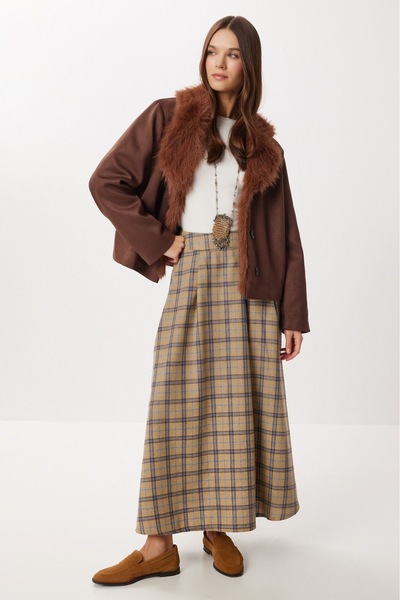 PELTEX Women's Long Plaid Skirt