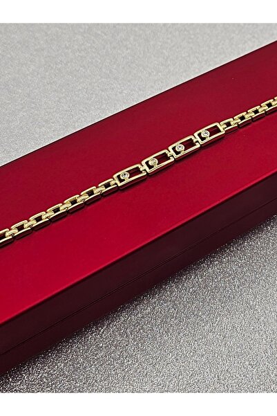 Mosso Steel سوار فولاذي ذهبي اللون من شوبينغ بتصميم مربع مزين بحجر الزركون