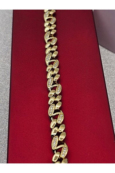 Mosso Steel سوار فولاذي ذهبي اللون من شوبينغ موديل داملا مرصع بأحجار الزركون