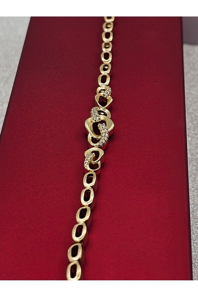 Mosso Steel Xuping Middle Infinity Model Zircon Stone Detailed Gold Color Ste...