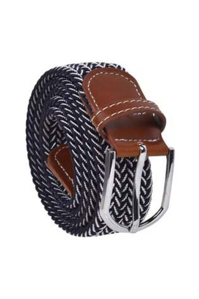 Silver Star Elastic Belt Blue White for Men 3.5 x 105 cm