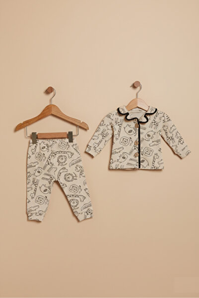 GİRL EMELY Baby Top and Bottom Combed Cotton Pajama Set Mixed Character Printed