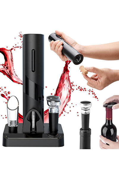 KESNUP Set tirbușon electric cu 6 accesorii pentru vin, alimentat cu 4 bateri...