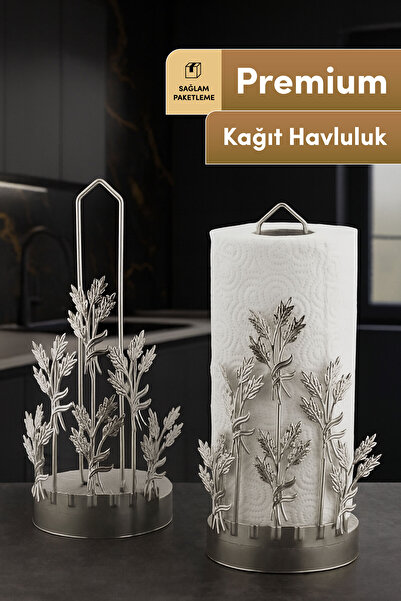 Mutfiko Gümüş Yaprak Desenli Metal Kağıt Havluluk | Lüks Gold Mutfak Havlu St...