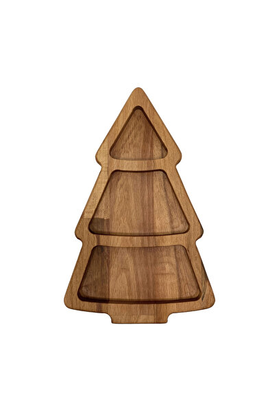 GOLDENWOODEN Christmas Presentation Plate Christmas Pine Tree Natural Wooden Cookie Plate (Beech / Hornbeam)(1 Piece)