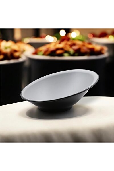 LANDREEN High-quality, durable, large, slanted serving bowl that is shatterproof. Elevate your dining table with the Elegance slanted bowl.