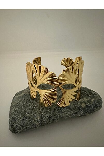 Elfida Shop Brass Gold Color Sheet Fan Model Women's Bracelet