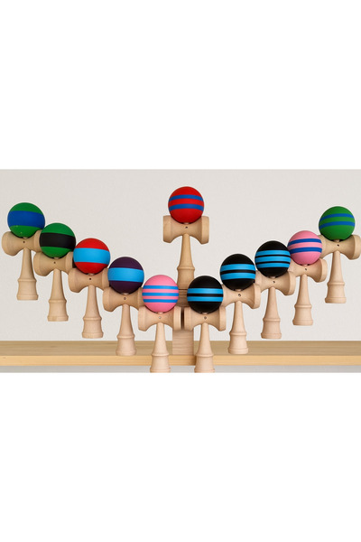 Inovius Kendama 18 cm cu bila lucioasa in dungi - KEND5529