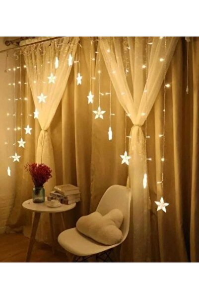 mr shopping MR Gün Işığı Yıldız Perde Led 8 Mod Saçaklı Led Işık Aydınlatma Ç...