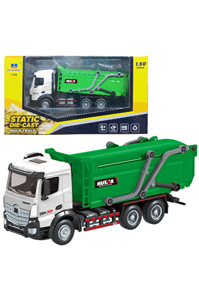 Bebelul Huina Green Metal Garbage Truck 1:50
