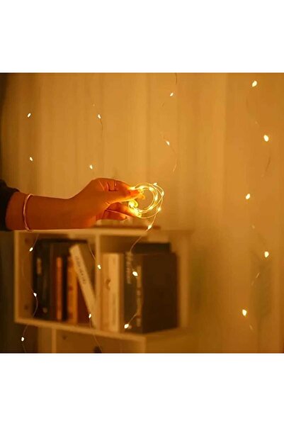 mr shopping MR 300 Ledli 10 Saçaklı Sarı Led Kumandalı 8 Modlu Perde Led Peri...