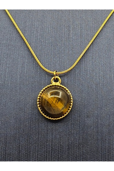 Mosso Steel قلادة فولاذية ذات حواف ذهبية مرصعة بحجر الكابلانجوسي