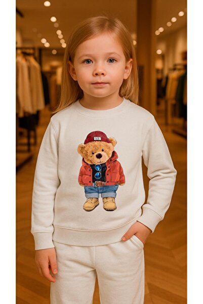 playwear Παιδικό Φούτερ Σετ με στάμπα MONTLU AYI για Κορίτσια και Αγόρια με λ...