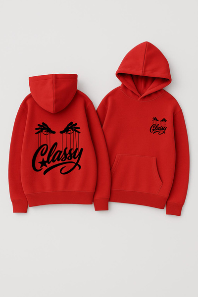 CLASSY.MODA Unisex Hooded Oversized Printed Sweatshirt – Classy Marionet Handwriting Back Print