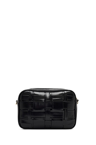 Derimod Women's Black Long Strap Braided Crossbody Bag 25Wbd274229