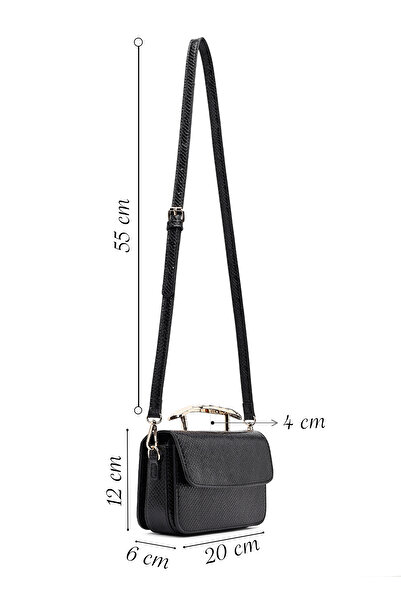 Derimod Women's Black Long Strap Patterned Mini Shoulder Bag 25Abd250840