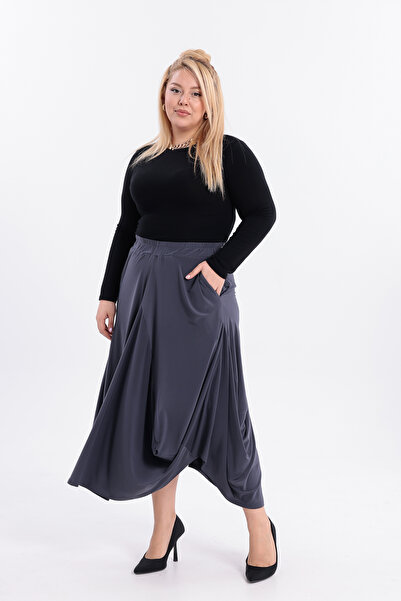 HELVEYS Special Design Modern Cut Pocketed Stretch Fabric Flexible Sendy Plus Size Baggy Trousers 5033